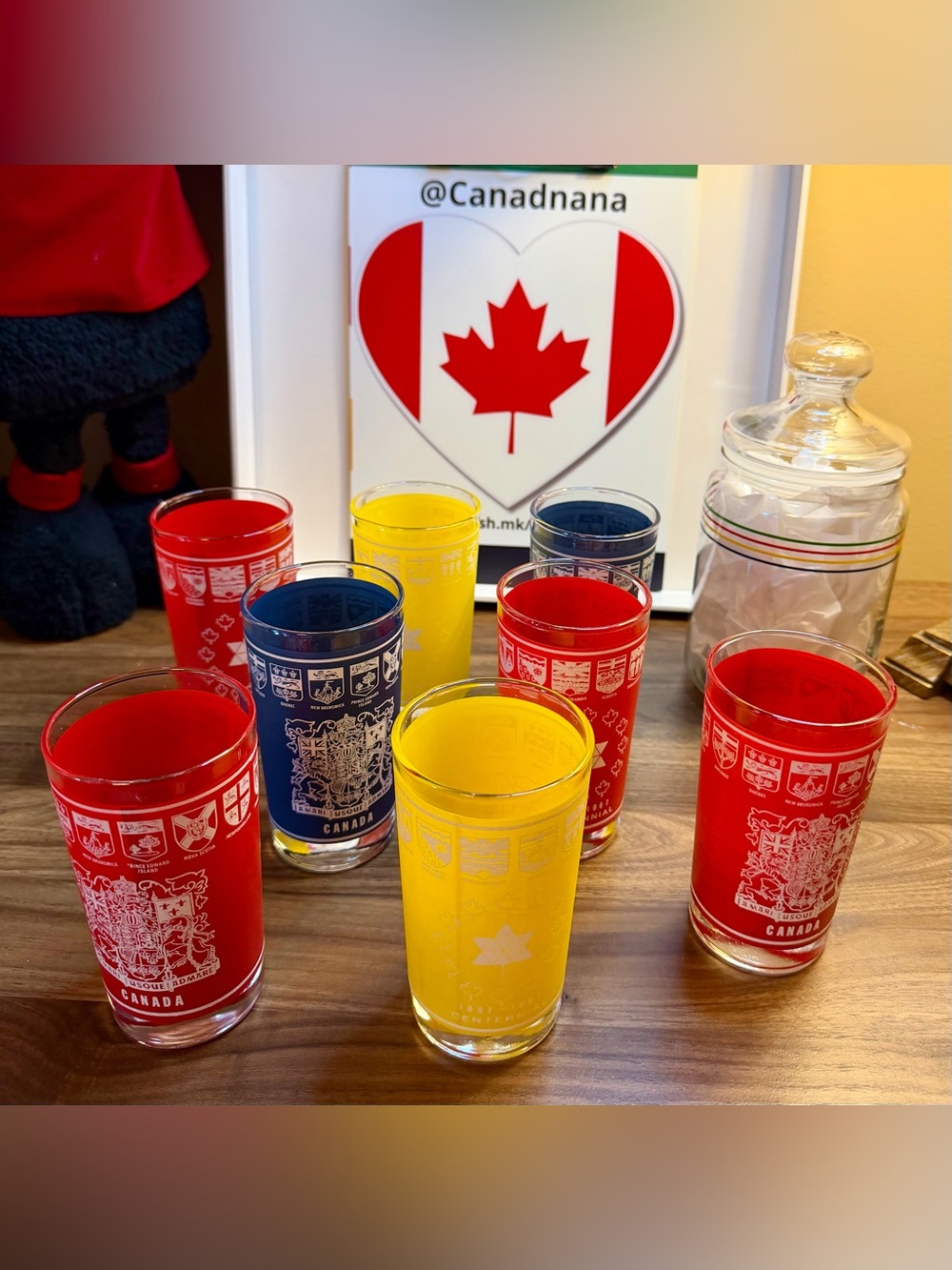 Commemorative Centennial glasses, and vacuum seal jar all a match to HBC items.